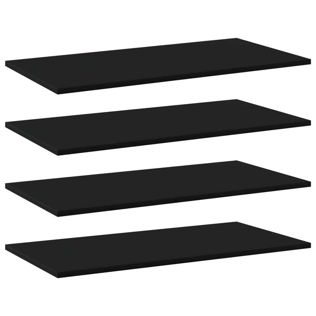 Wandschappen 4 st 80x40x1,5 cm spaanplaat zwart