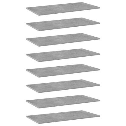 Wandschappen 8 st 80x40x1,5 cm spaanplaat betongrijs
