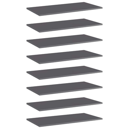 Wandschappen 8 st 80x40x1,5 cm spaanplaat hoogglans grijs