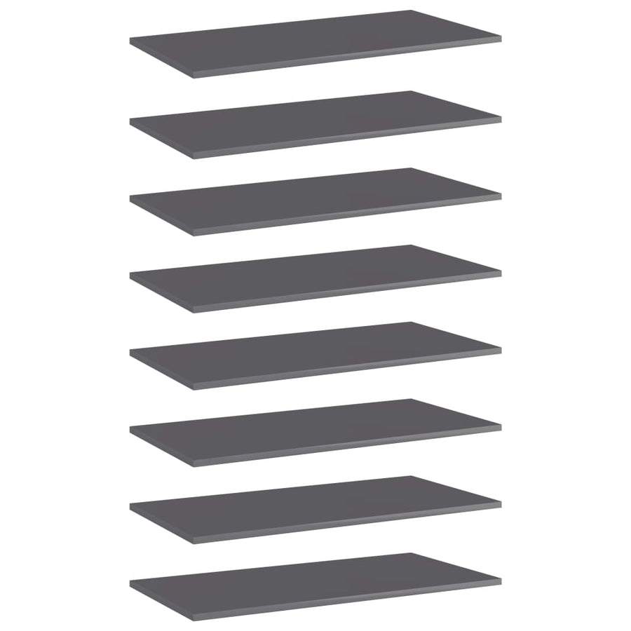 Wandschappen 8 st 80x40x1,5 cm spaanplaat hoogglans grijs