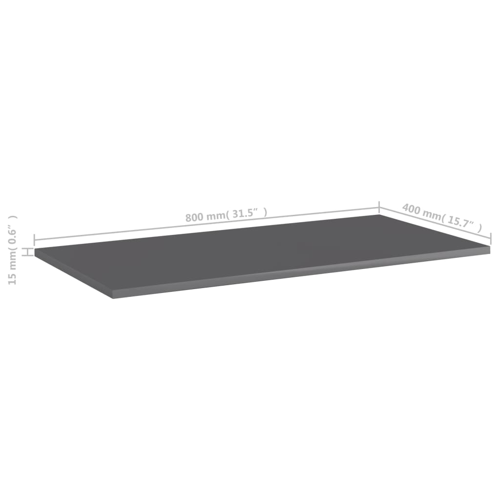 Wandschappen 8 st 80x40x1,5 cm spaanplaat hoogglans grijs