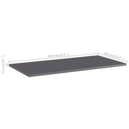 Wandschappen 8 st 80x40x1,5 cm spaanplaat hoogglans grijs