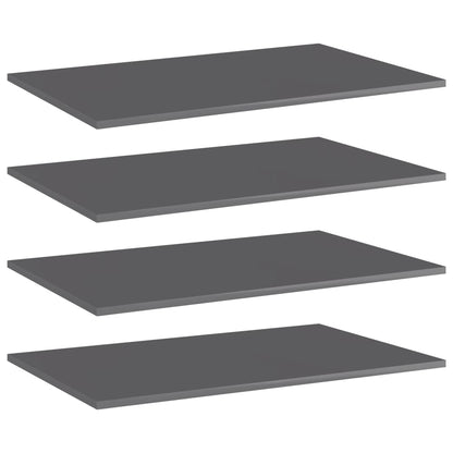 Wandschappen 4 st 80x50x1,5 cm spaanplaat hoogglans grijs