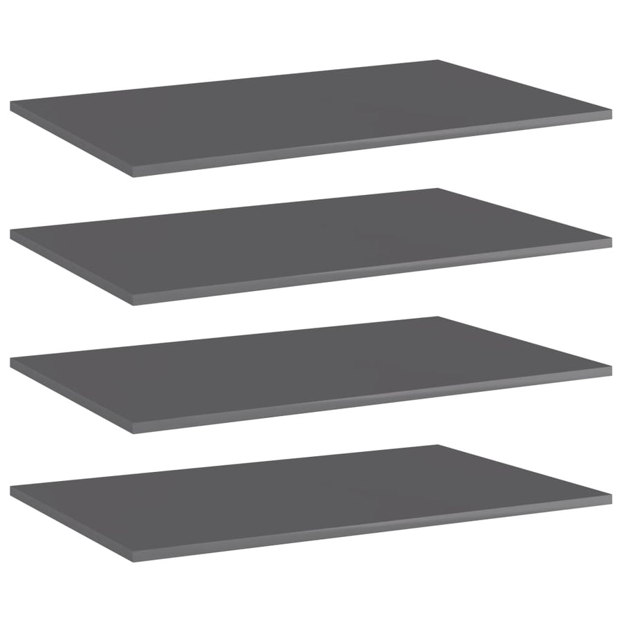 Wandschappen 4 st 80x50x1,5 cm spaanplaat hoogglans grijs