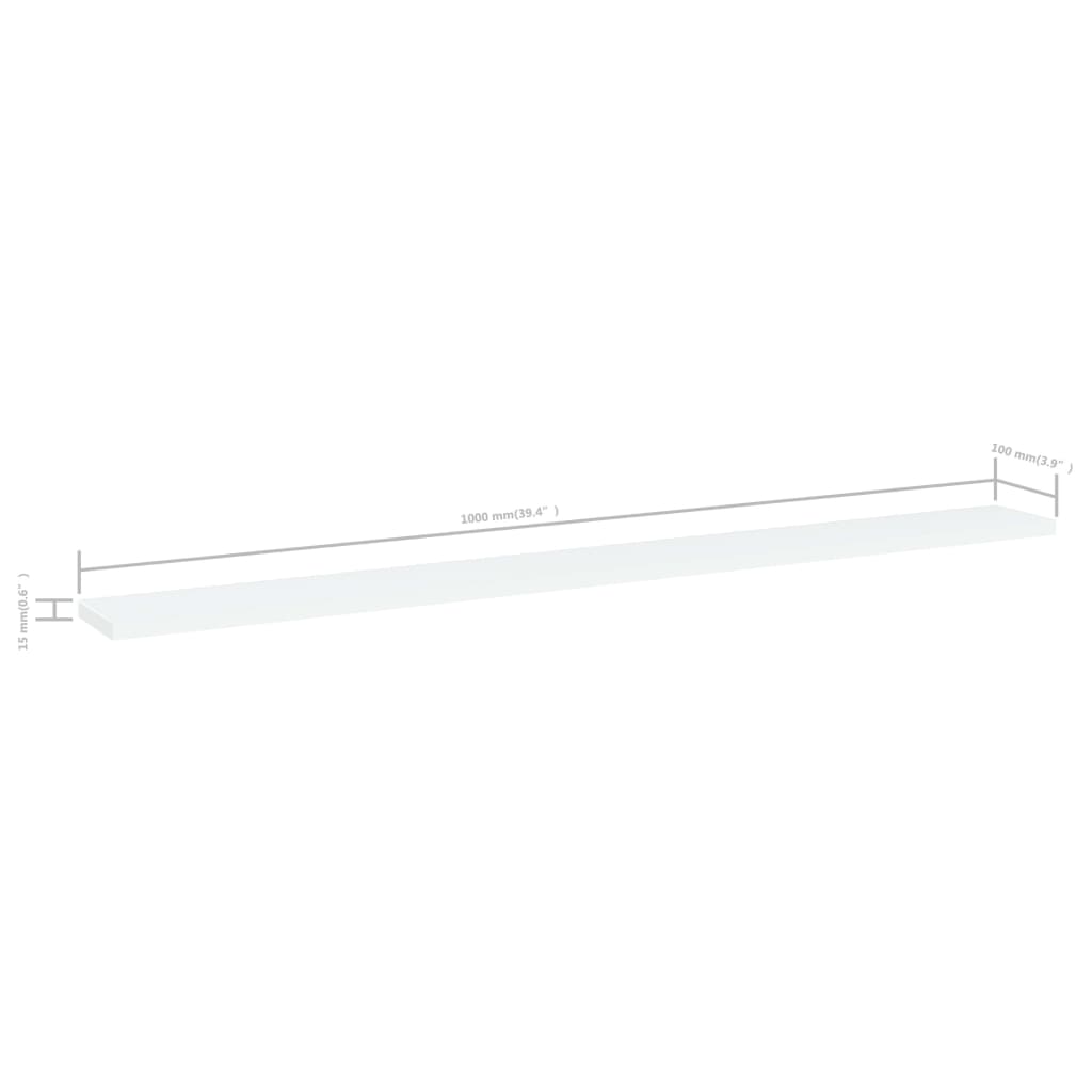 Wandschappen 100X10X1,5 Cm Spaanplaat Wit 4 100 x 10 x 1.5 cm