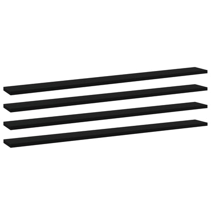 Wandschappen 4 st 100x10x1,5 cm spaanplaat zwart