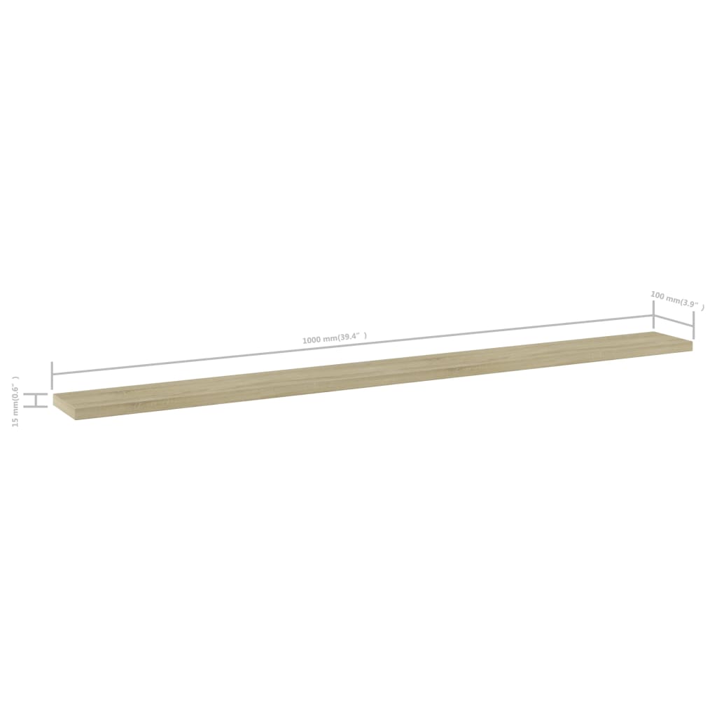 Wandschappen 8 st 100x10x1,5 cm spaanplaat sonoma eikenkleurig