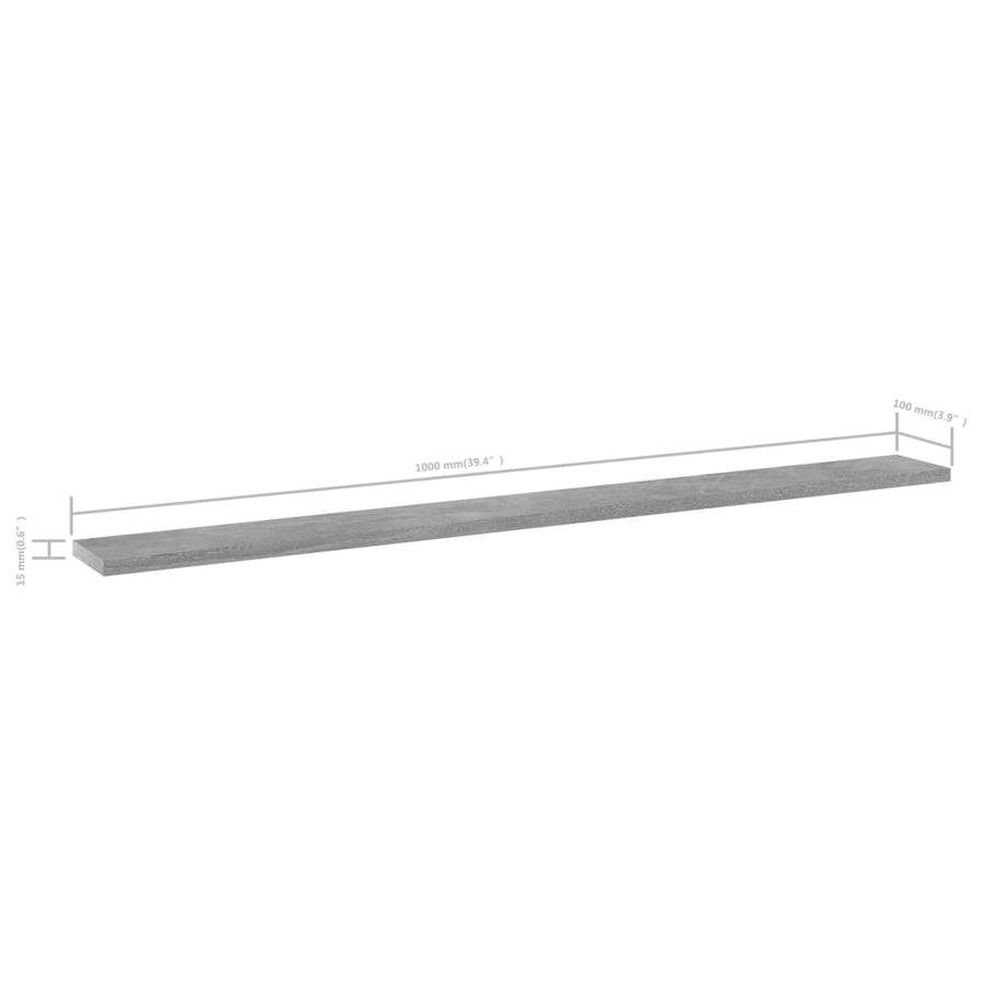 Wandschappen 100X10X1,5 Cm Bewerkt Hout Betongrijs 4 100 x 10 x 1.5 cm