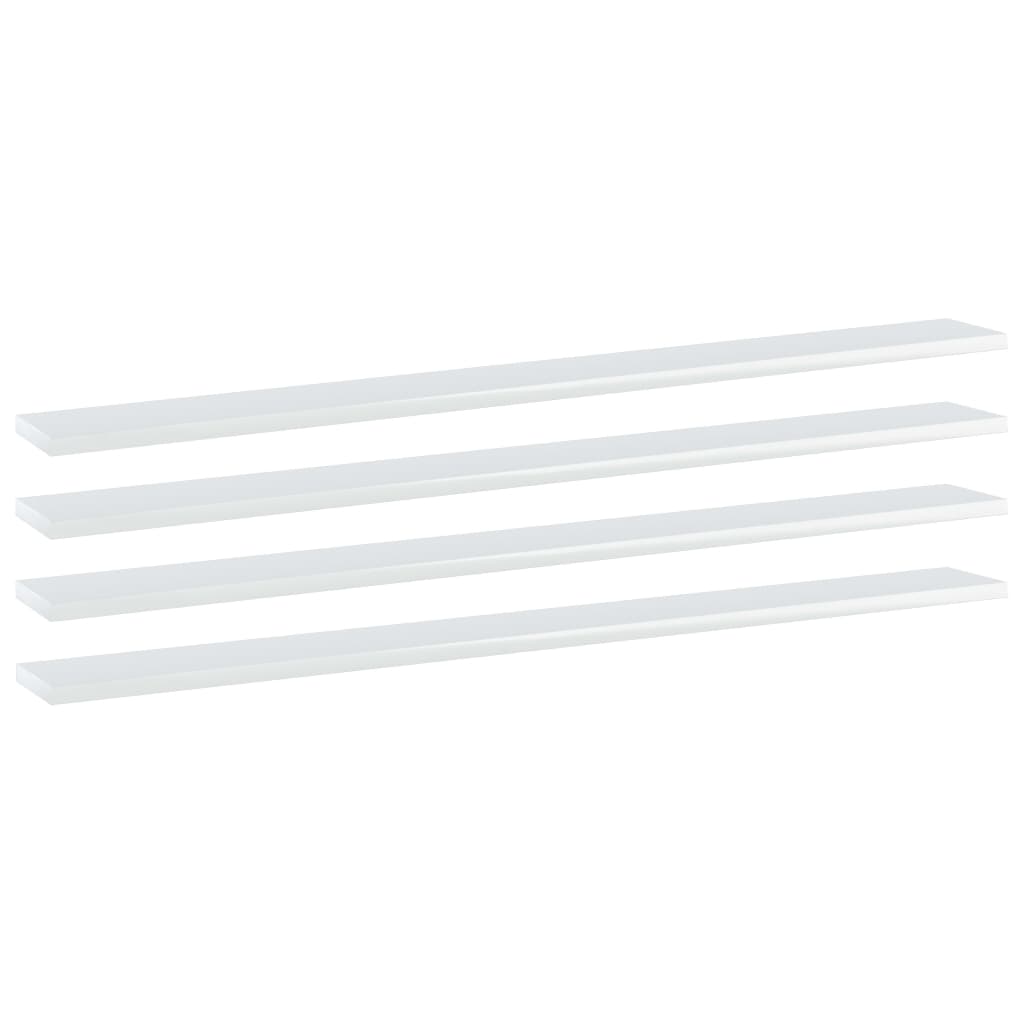 Wandschappen 4 st 100x10x1,5 cm bewerkt hout hoogglans wit