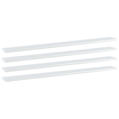 Wandschappen 4 st 100x10x1,5 cm bewerkt hout hoogglans wit
