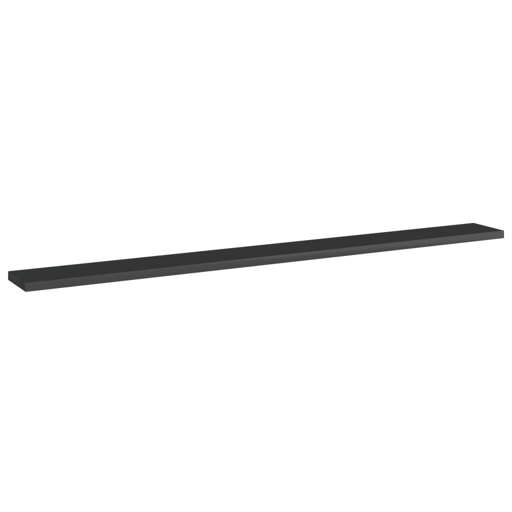 Wandschappen 4 st 100x10x1,5 cm spaanplaat hoogglans zwart