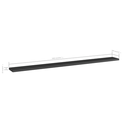 Wandschappen 4 st 100x10x1,5 cm spaanplaat hoogglans zwart