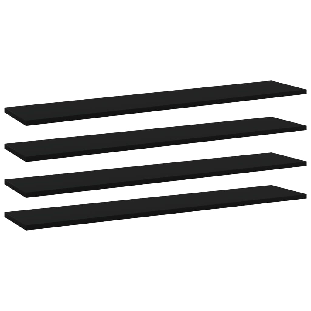 Wandschappen 4 st 100x20x1,5 cm spaanplaat zwart