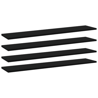 Wandschappen 4 st 100x20x1,5 cm spaanplaat zwart