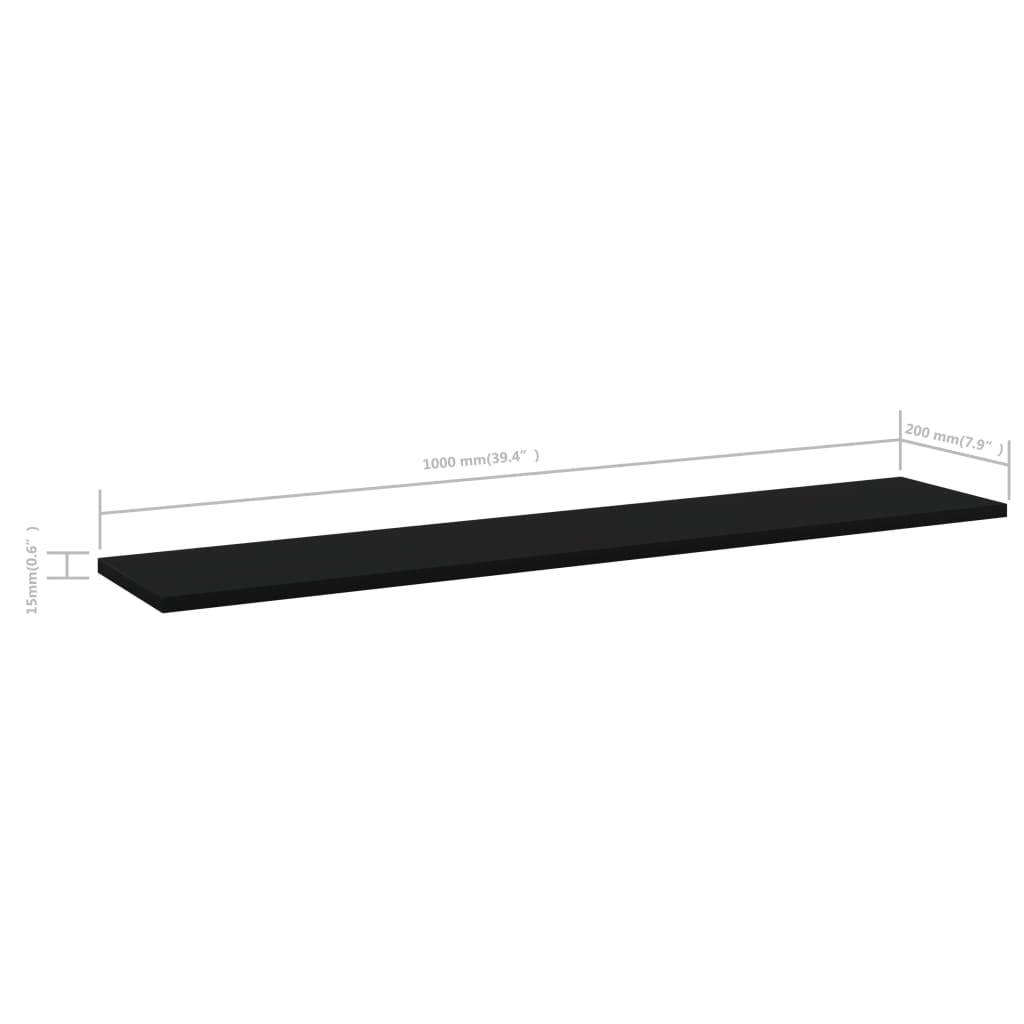 Wandschappen 4 st 100x20x1,5 cm spaanplaat zwart