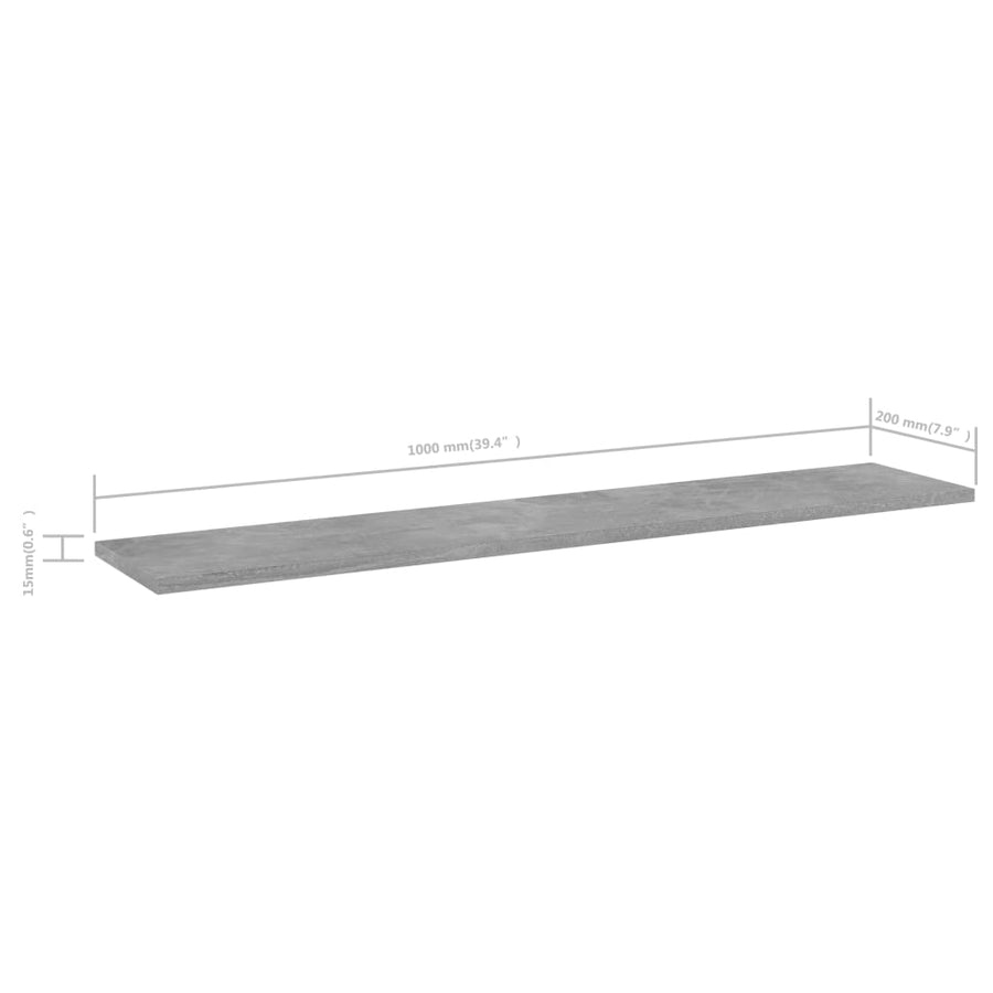 Wandschappen 4 st 100x20x1,5 cm bewerkt hout betongrijs