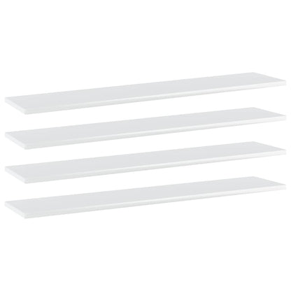 Wandschappen 4 st 100x20x1,5 cm bewerkt hout hoogglans wit
