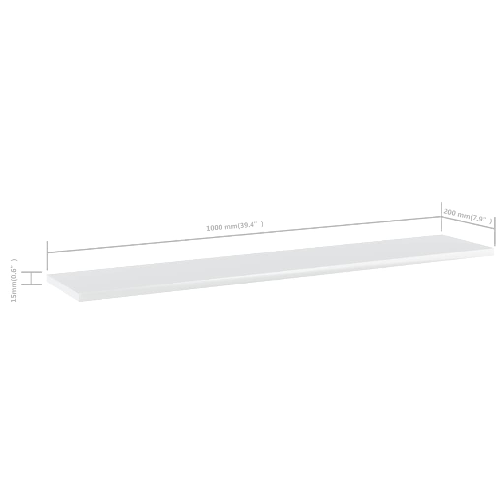 Wandschappen 4 st 100x20x1,5 cm bewerkt hout hoogglans wit