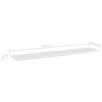 Wandschappen 4 st 100x20x1,5 cm bewerkt hout hoogglans wit