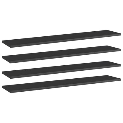 Wandschappen 4 st 100x20x1,5 cm spaanplaat hoogglans zwart