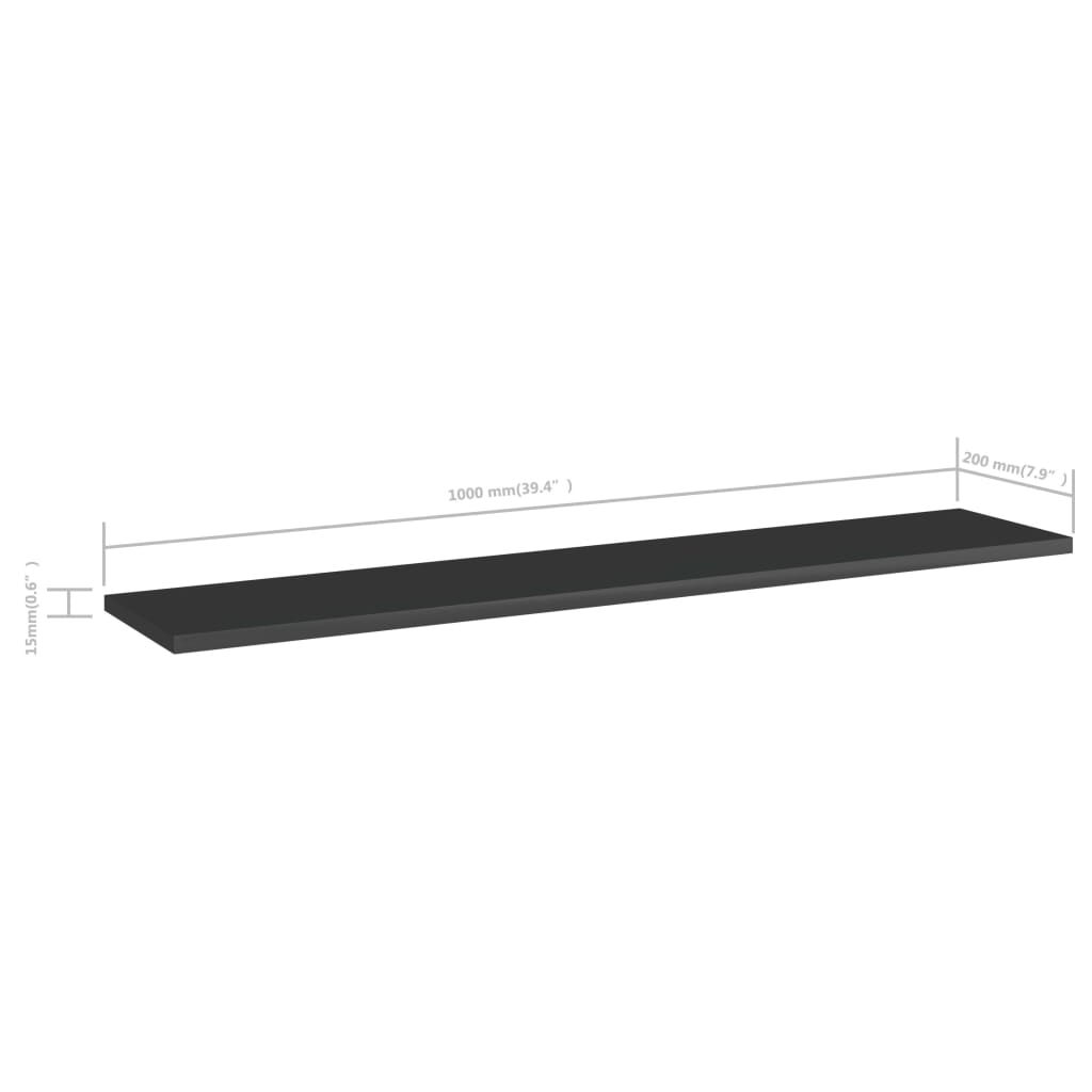 Wandschappen 4 st 100x20x1,5 cm spaanplaat hoogglans zwart