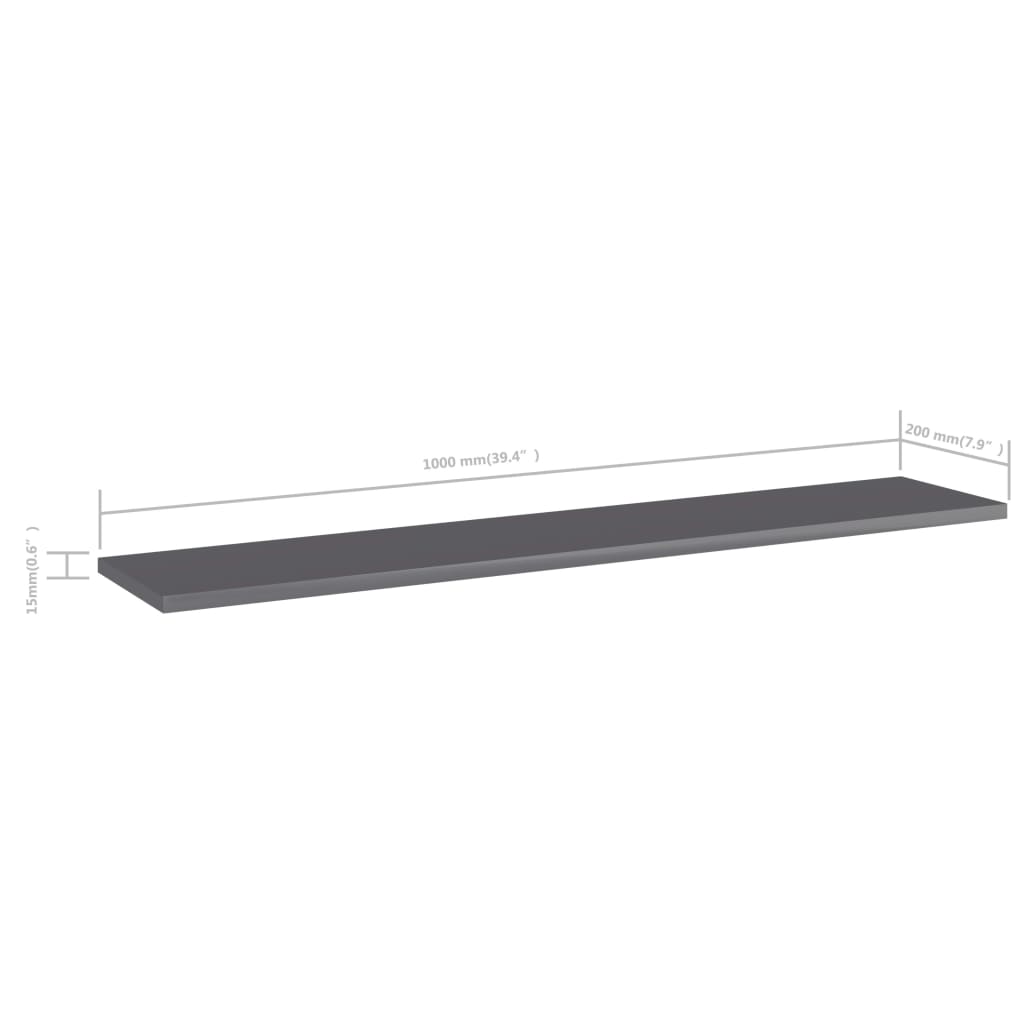 Wandschappen 100X20X1,5 Cm Spaanplaat Hoogglans Grijs 4