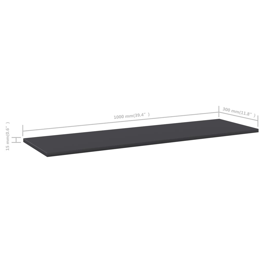 Wandschappen 4 st 100x30x1,5 cm spaanplaat grijs