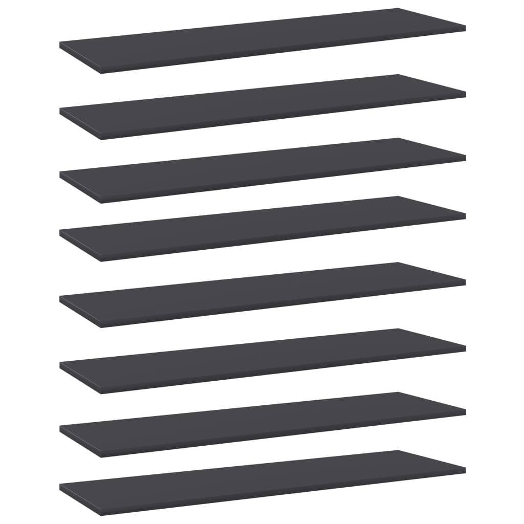 Wandschappen 8 st 100x30x1,5 cm spaanplaat grijs