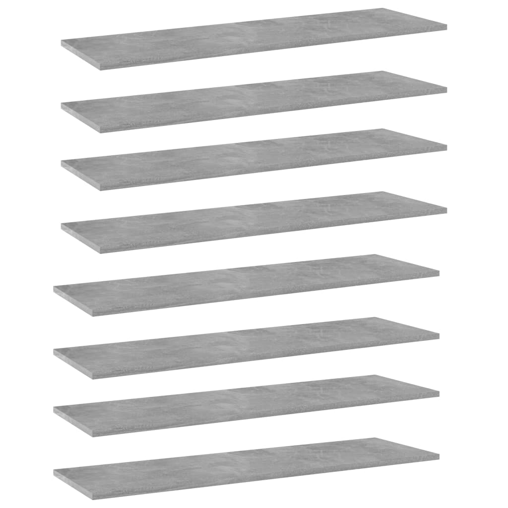 Wandschappen 8 st 100x30x1,5 cm spaanplaat betongrijs