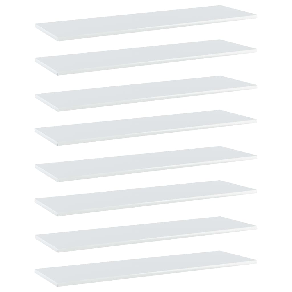 Wandschappen 8 st 100x30x1,5 cm spaanplaat hoogglans wit