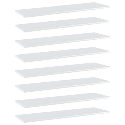 Wandschappen 8 st 100x30x1,5 cm spaanplaat hoogglans wit
