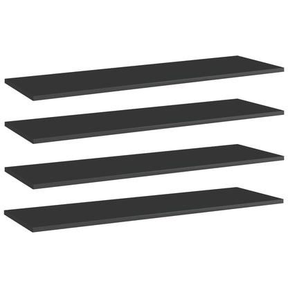 Wandschappen 4 st 100x30x1,5 cm spaanplaat hoogglans zwart