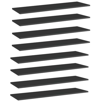 Wandschappen 8 st 100x30x1,5 cm spaanplaat hoogglans zwart