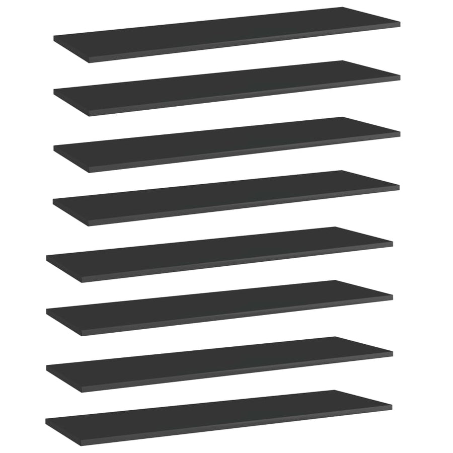 Wandschappen 8 st 100x30x1,5 cm spaanplaat hoogglans zwart