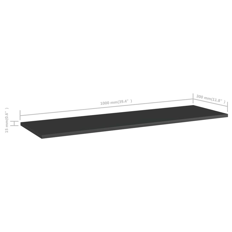 Wandschappen 8 st 100x30x1,5 cm spaanplaat hoogglans zwart