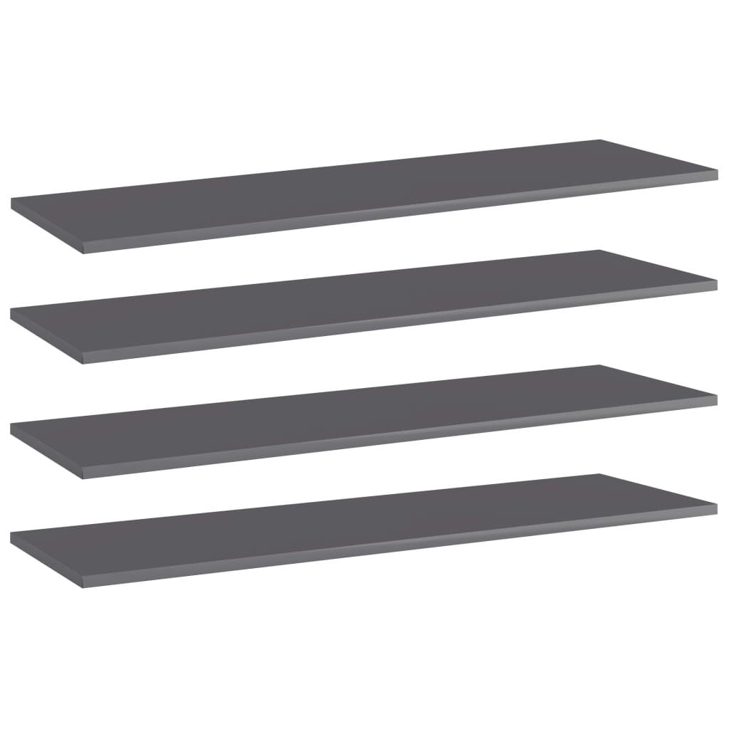 Wandschappen 4 st 100x30x1,5 cm spaanplaat hoogglans grijs