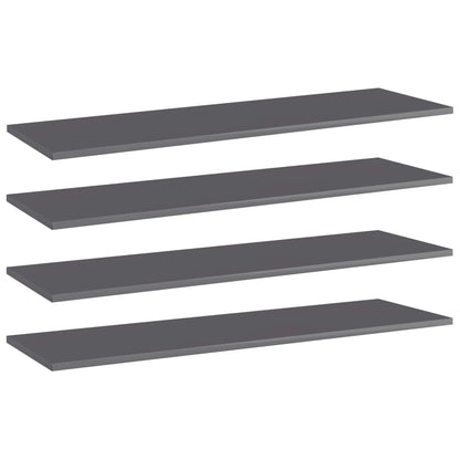 Wandschappen 4 st 100x30x1,5 cm spaanplaat hoogglans grijs