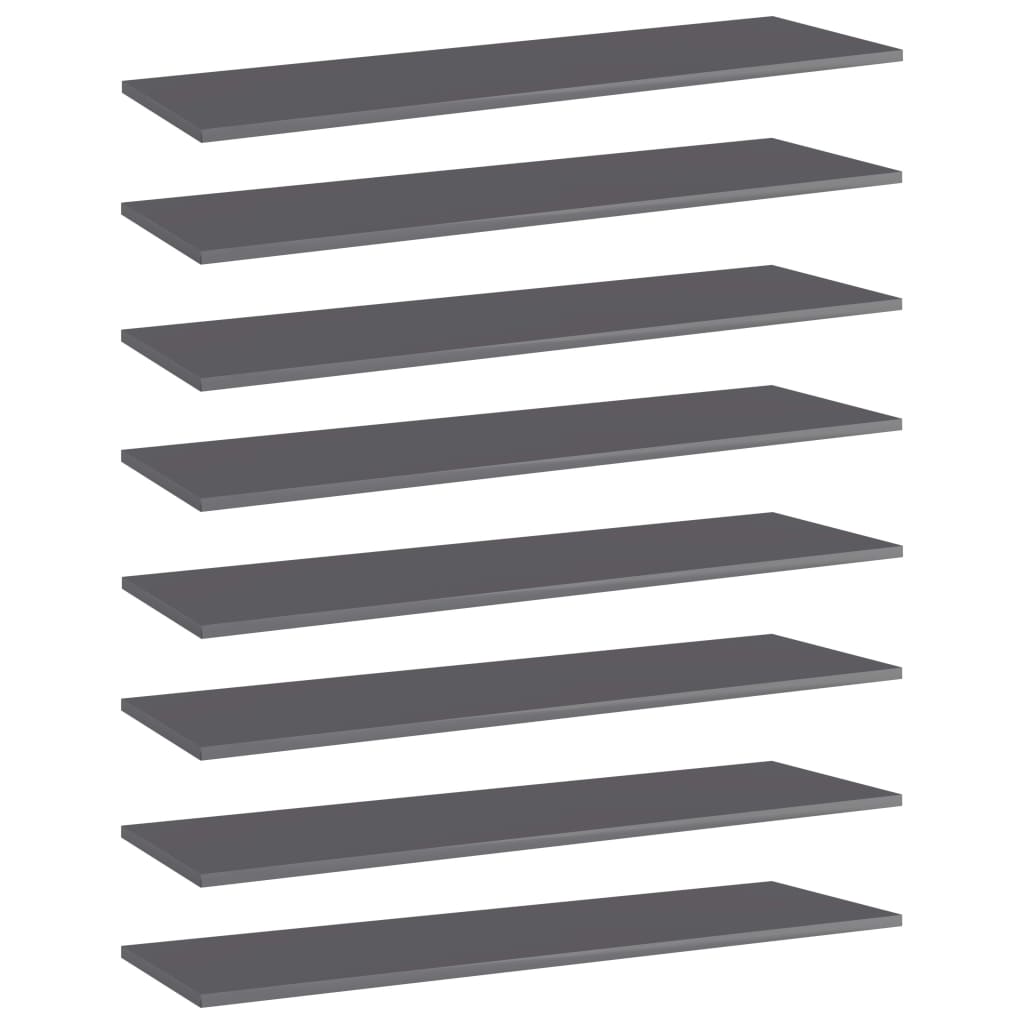 Wandschappen 8 st 100x30x1,5 cm spaanplaat hoogglans grijs