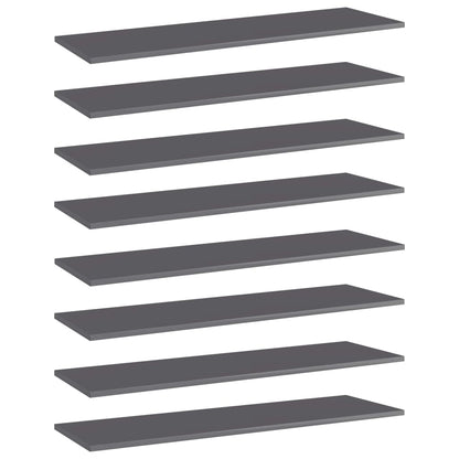 Wandschappen 8 st 100x30x1,5 cm spaanplaat hoogglans grijs