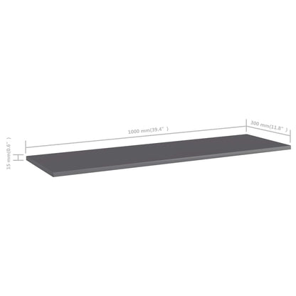 Wandschappen 8 st 100x30x1,5 cm spaanplaat hoogglans grijs