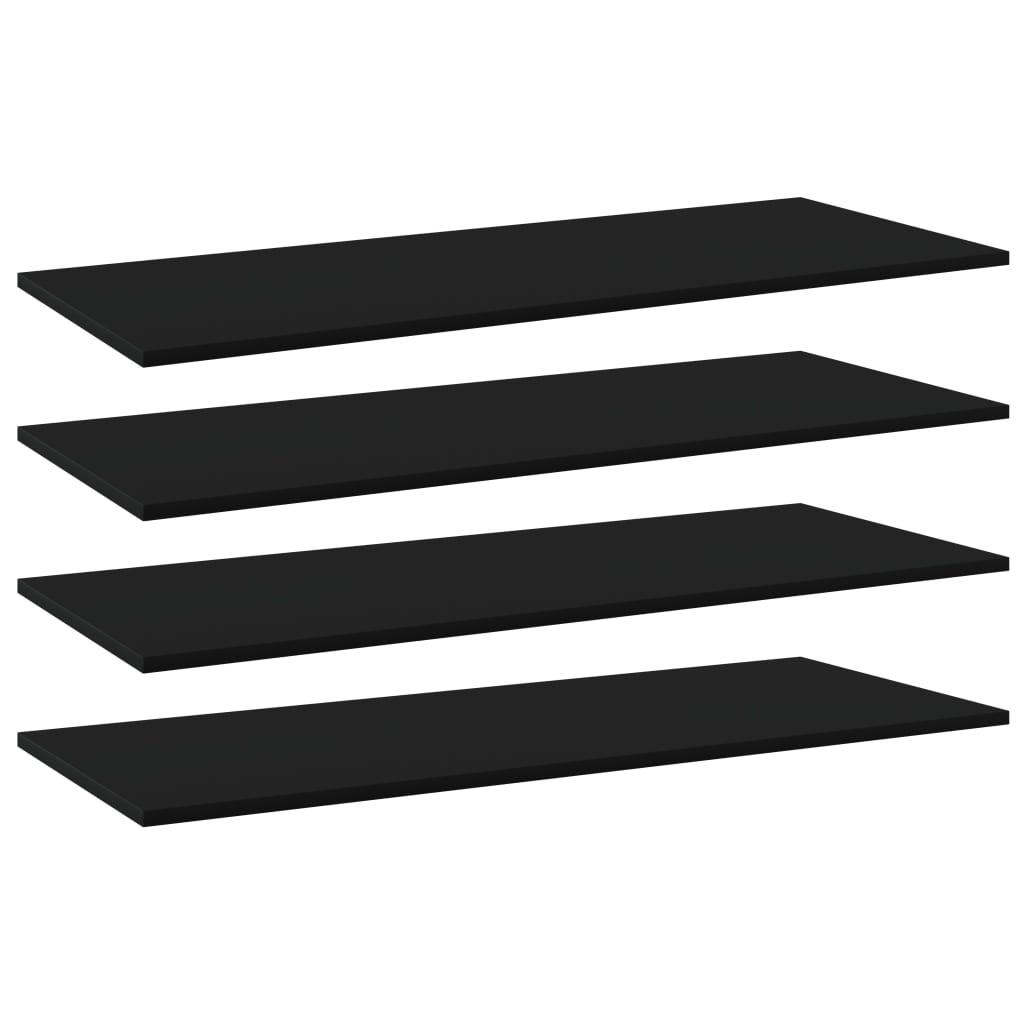 Wandschappen 4 st 100x40x1,5 cm spaanplaat zwart