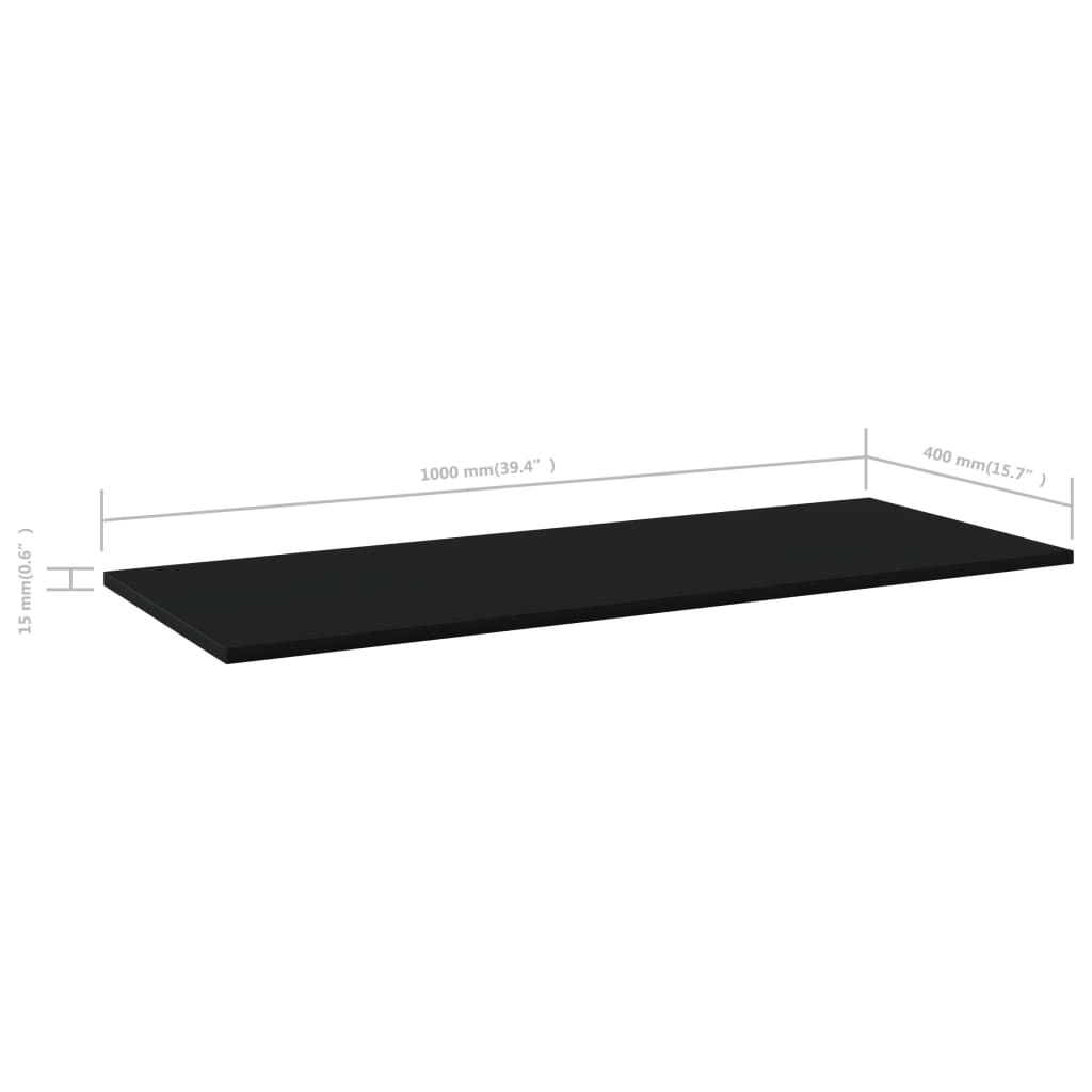 Wandschappen 4 st 100x40x1,5 cm spaanplaat zwart