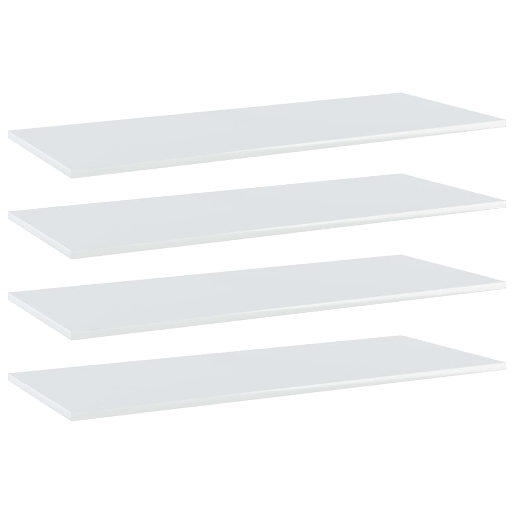 Wandschappen 4 st 100x40x1,5 cm bewerkt hout hoogglans wit