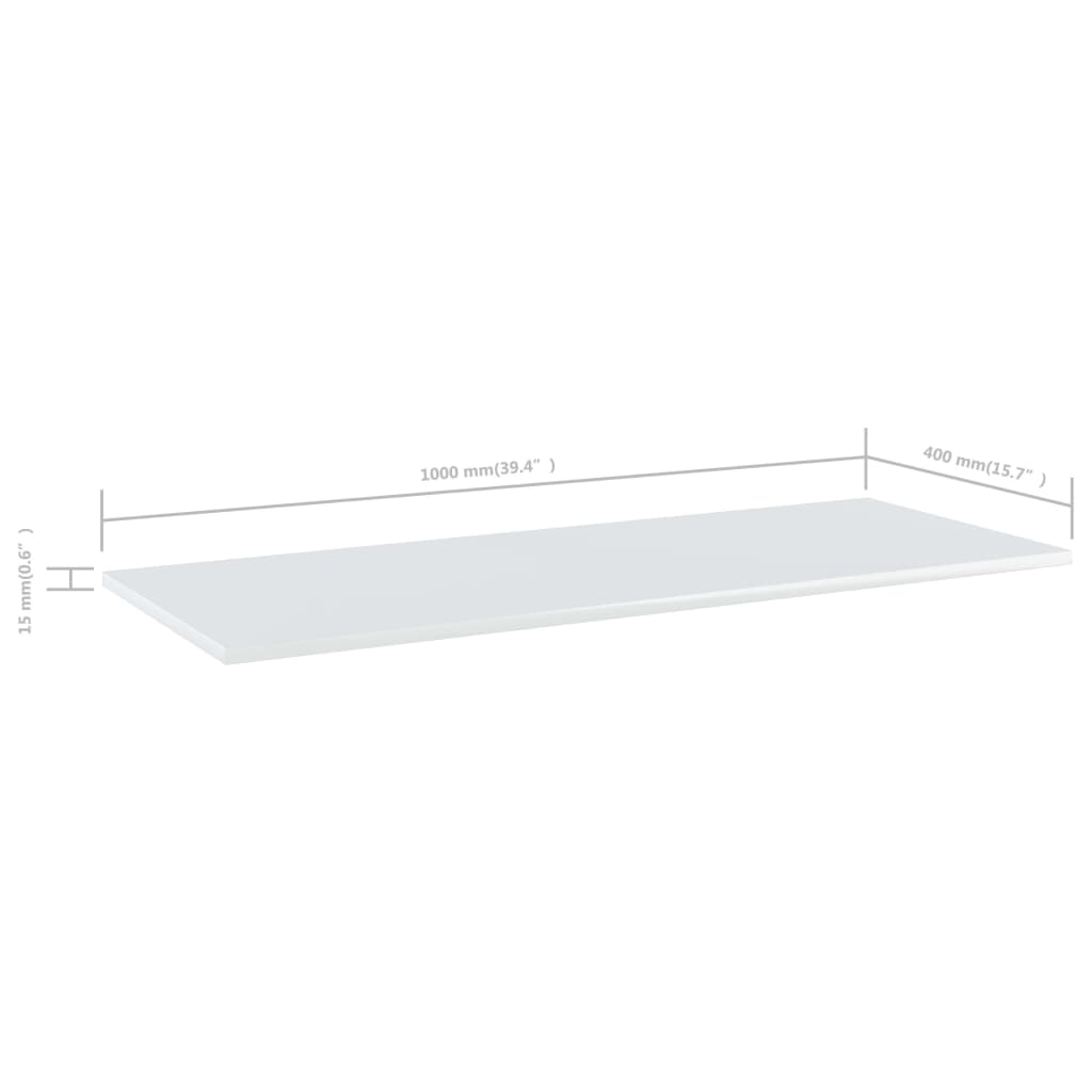 Wandschappen 4 st 100x40x1,5 cm bewerkt hout hoogglans wit