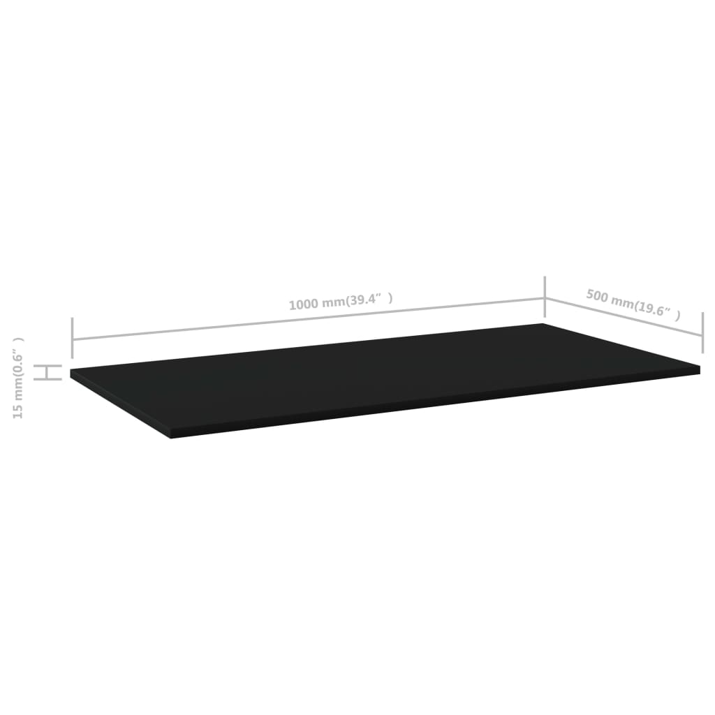 Wandschappen 4 st 100x50x1,5 cm spaanplaat zwart