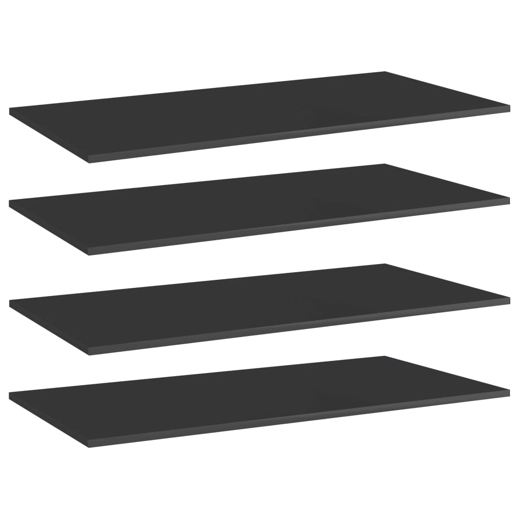 Wandschappen 4 st 100x50x1,5 cm spaanplaat hoogglans zwart