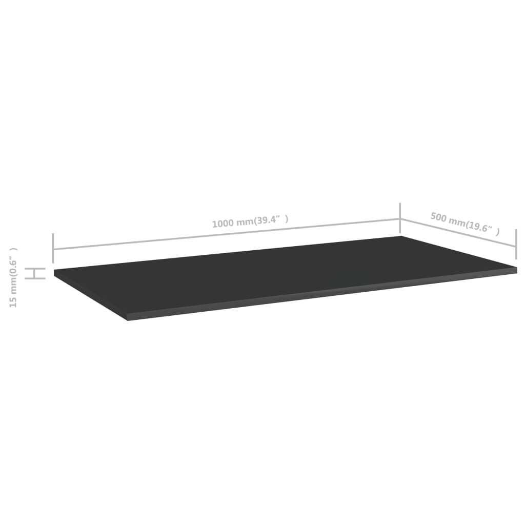 Wandschappen 4 st 100x50x1,5 cm spaanplaat hoogglans zwart