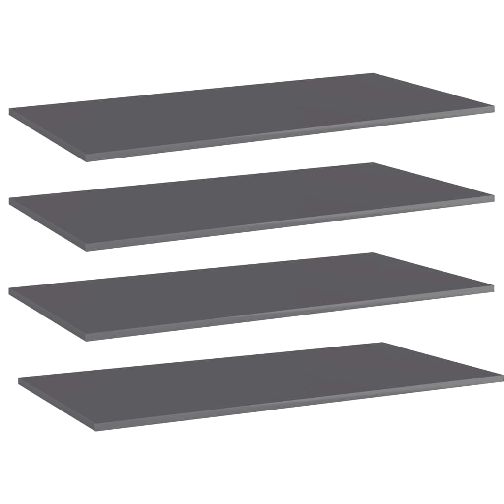 Wandschappen 4 st 100x50x1,5 cm spaanplaat hoogglans grijs