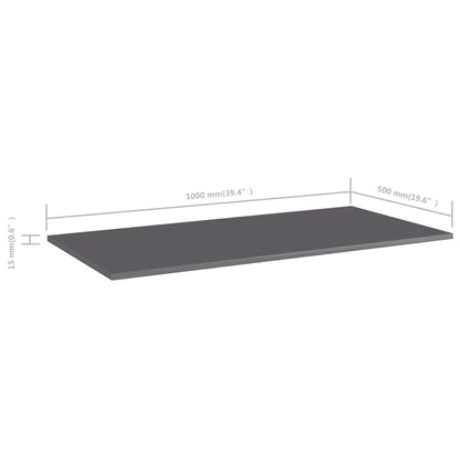 Wandschappen 4 st 100x50x1,5 cm spaanplaat hoogglans grijs
