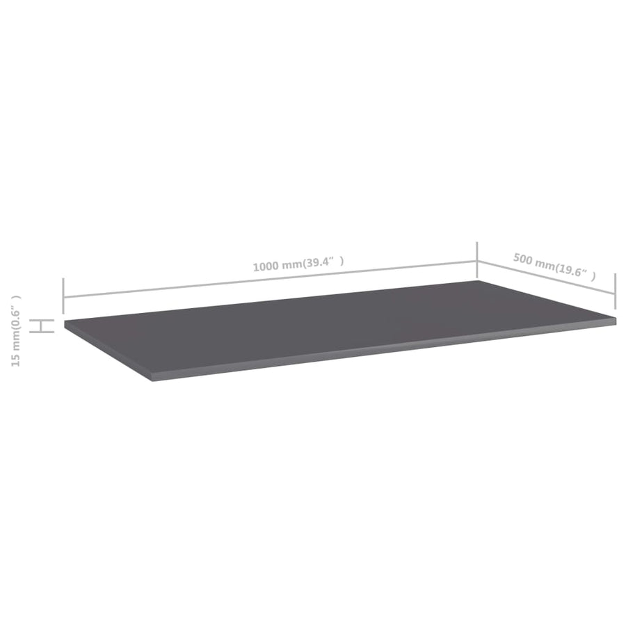 Wandschappen 4 st 100x50x1,5 cm spaanplaat hoogglans grijs